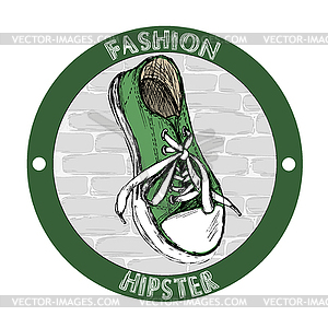 Fashion hipster shoes - sneakers - vector clipart