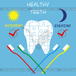 Dental care concept.Tooth of puzzle - royalty-free vector clipart