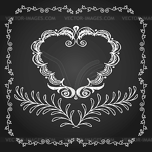 Vintage frame on chalkboard retro background - vector image