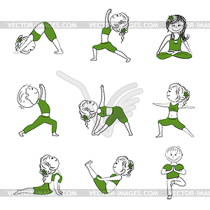 Yoga pose asana set , - vector clipart