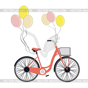 Bicycle with balloons - vector clipart