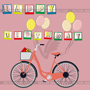 Greeting card with cute bike - stock vector clipart