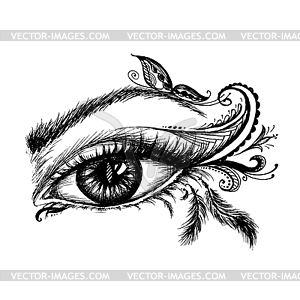 Eye with doodle make up - vector clipart