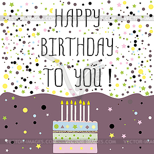 Happy birthday to you , cute card with cake,candles - vector clip art