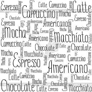 Coffee words background - vector clipart