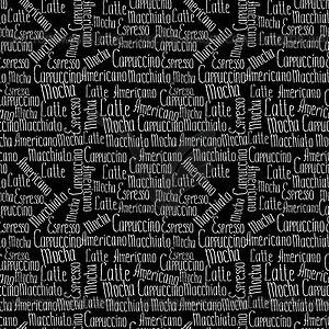 Lettering types of coffee seamless pattern - vector image