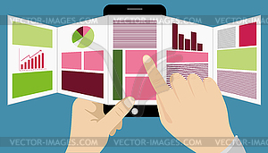 Online reading news or web surfing using smartphone - royalty-free vector image