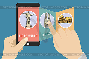 Guide on mobile phone - vector clip art