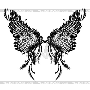 Wings ,hand drawing - vector image