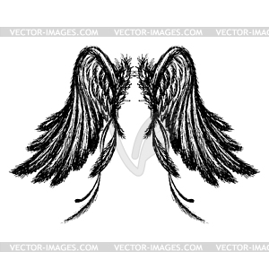 Крылья, ручной рисунок - векторное изображение EPS