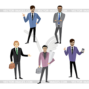 Set of businessman in different poses - vector clipart