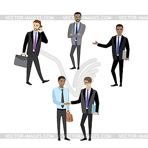 Set of businessman in different poses - vector image