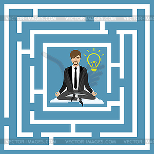 Businessman in lotus position, business idea - royalty-free vector image