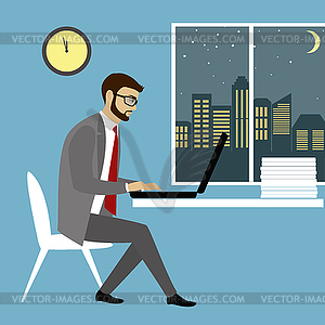 Man Working On laptop Computer.Businessman with - vector clipart