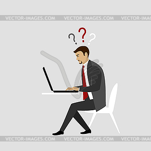 Man Working On laptop Computer - vector image