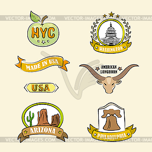 Logo or icon of various US regions and places - vector clipart / vector image