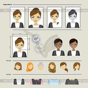 Комплект лица, деловые костюмы, одежда, прически - клипарт в векторе / векторное изображение