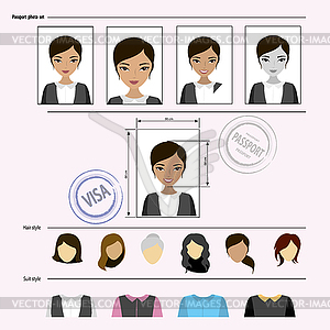 Face asian woman set - vector image