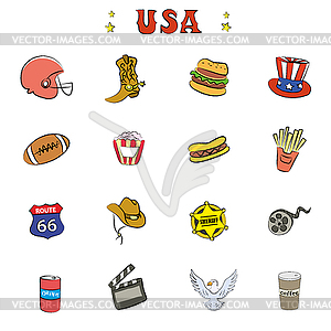 American Culture Icons or objects - vector clip art