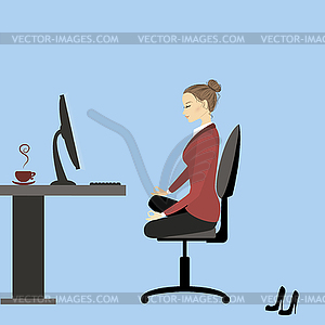 Office workers or business people in yoga pose. - vector clipart