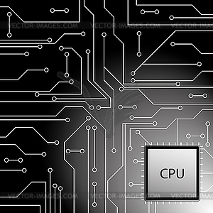 Cpu. Microprocessor. Microchip. Circuit board - vector clipart