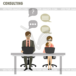 Flat character of business consulting concept - vector image