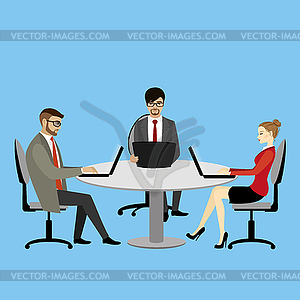 Teamwork in office - vector image