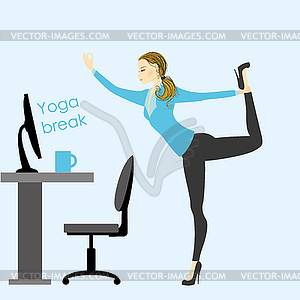 Business woman in yoga pose - vector image