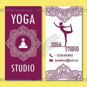 Открытки для студии йоги Woman - цветной векторный клипарт