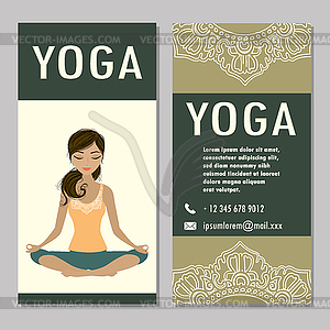 Cards for Woman yoga studio - vector clip art