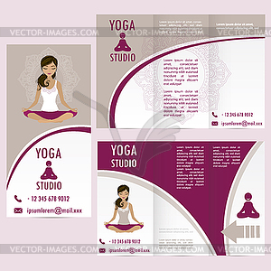 Открытки для студии йоги Woman - векторный клипарт EPS