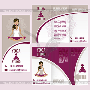 Cards for Woman yoga studio - vector clipart / vector image