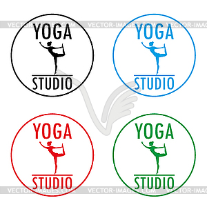 Yoga logo template. Fitness studio design - vector image