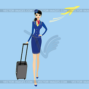 Air hostess. Woman in official clothes - vector clipart