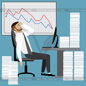 Overworked and tired businessman or office worker - vector image