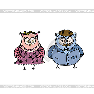 Two owls - vector clipart