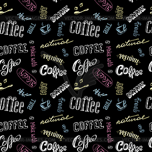 Seamless doodle coffee pattern , - vector image