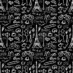 Seamless pattern Paris symbols, - vector clipart