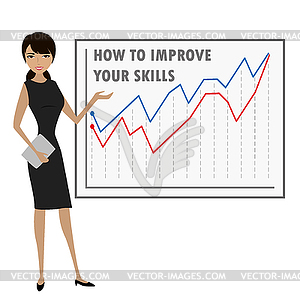 Business woman presenting - vector image