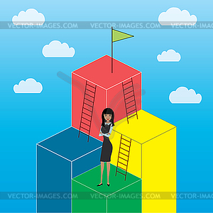 Business Growth or career ladder,cartoon - vector image