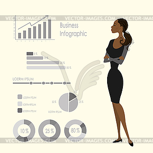 Beauty business woman and infographics template - vector clipart / vector image