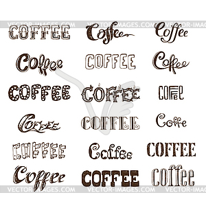 Coffee. Black and white lettering - vector clipart