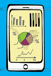 Smart phone sketch with doodle finance or business - vector image