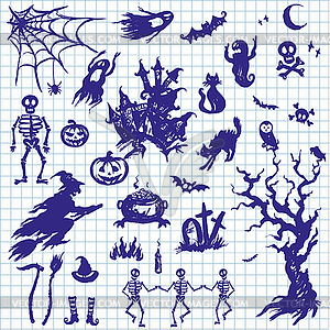 Happy Halloween designs set with various elements o - vector image