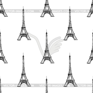 Seamless pattern with Eiffel Tower - vector clip art