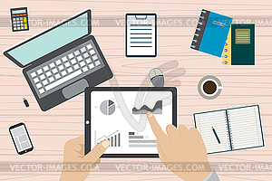 Analytic research, modern electronic and mobile - vector clipart / vector image