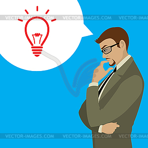 Businessman thinks about problem - vector clipart / vector image