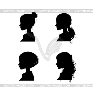 White profile silhouette of young girl or woman Vector Image