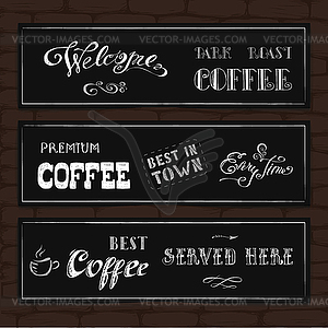 Set of typography design banners on brick background - stock vector clipart