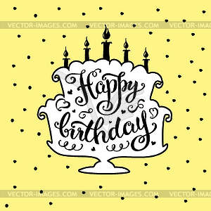 Happy birthday -hand lettering, handmade - vector image